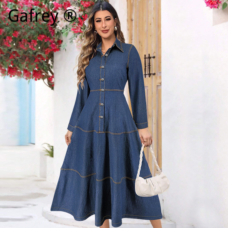 Vintage Fashion Women Dresses - New Fashion Denim Jean Shirt Dress