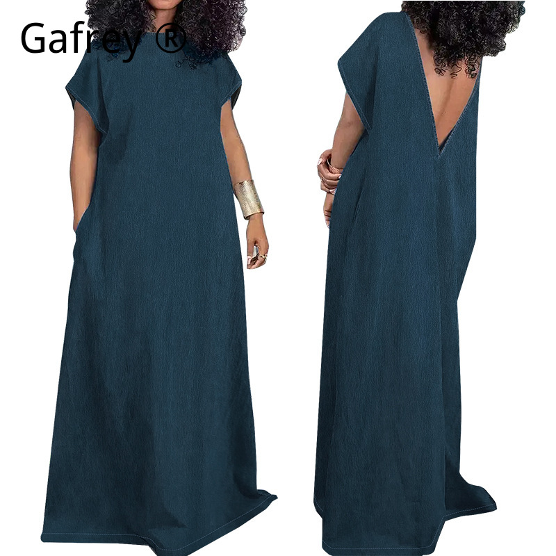 Vintage Fashion Women Dresses - XXXXL Plus Size Women Denim Maxi
