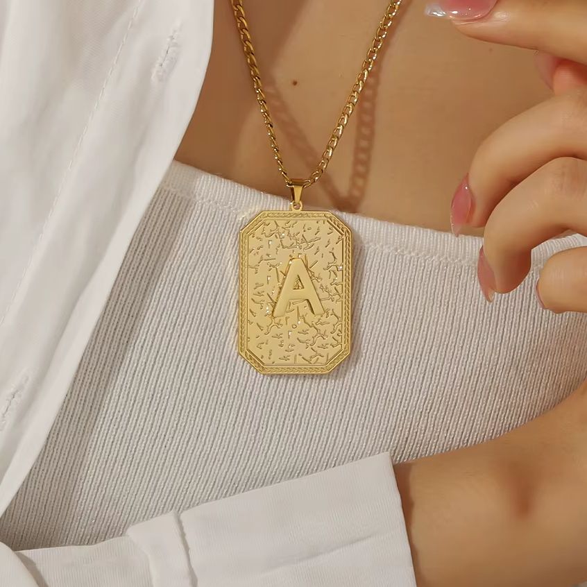 Vintage Fashion Brand Names - Personalized Cracked Texture Retro Necklace Custom