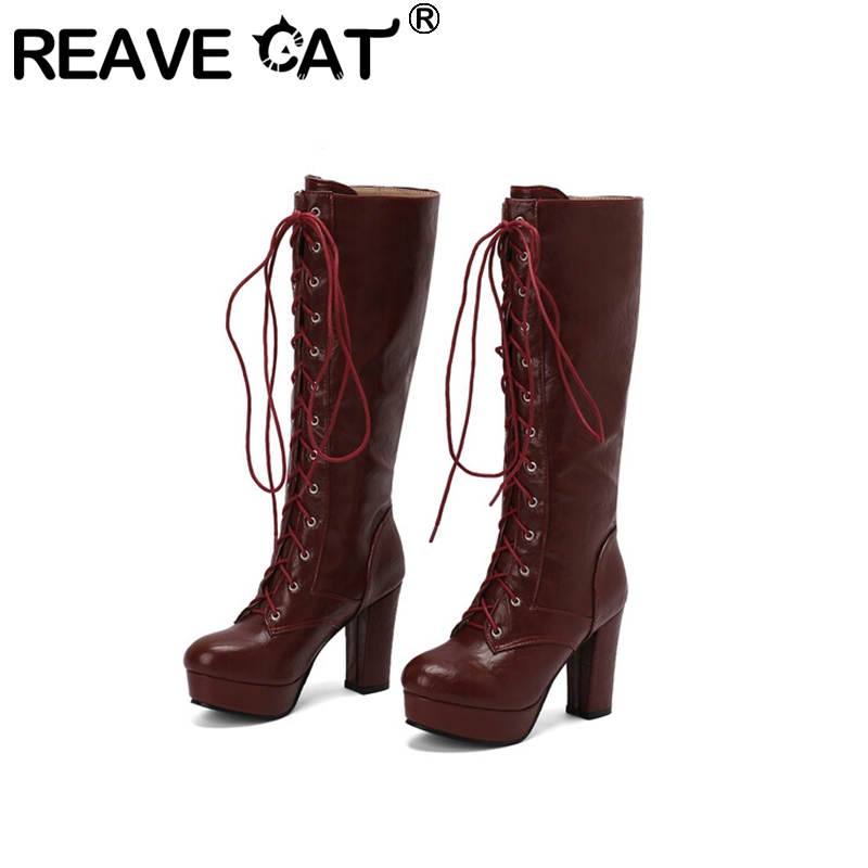 Vintage And Modern Fashion - REAVE CAT Vintage Women Knee Boots