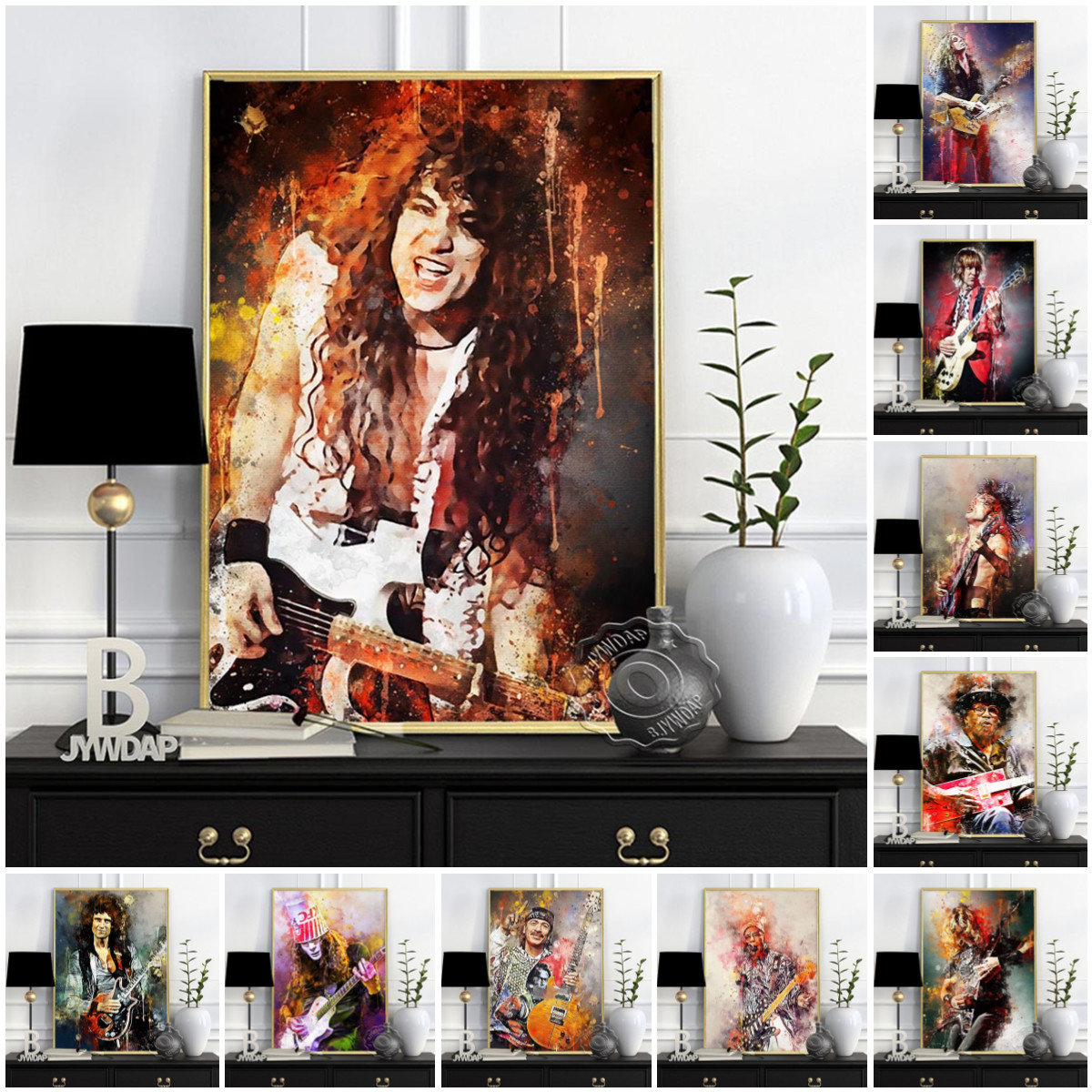 Vintage Fashion Prints For Wall - Rock Star Alvin Lee Dark Bg