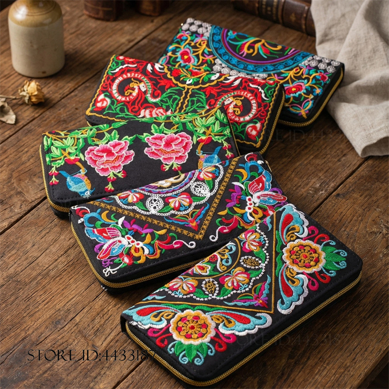 Vintage Fashion Style Female - Vintage Ethnic Style Embroidered Long Wallet
