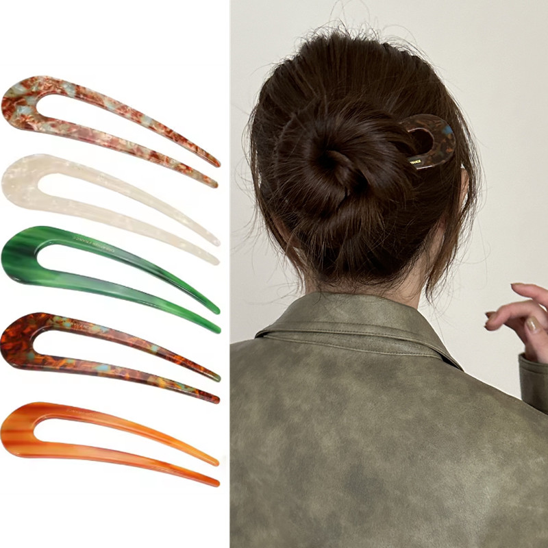 Vintage Fashion Style Female - U-shaped Female Hairpin Fashionable Mineral Patterned