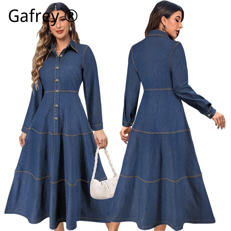 New Fashion Denim Jean Shirt D - Vintage Fashion Women Dresses ulasan dan harga