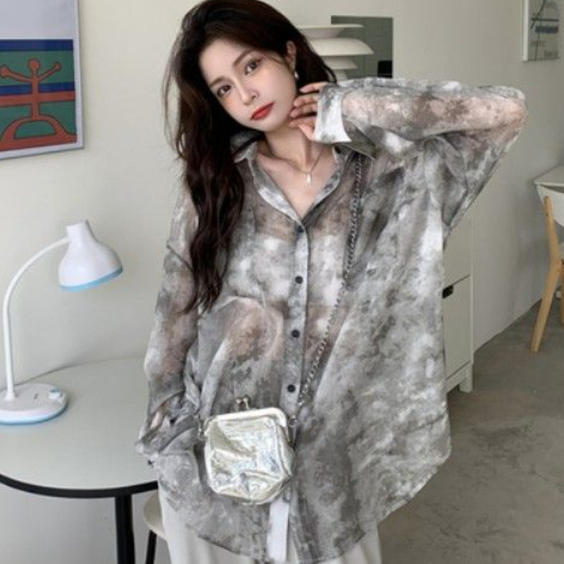 Tie Dye Shirts Women Loose Sun - Vintage Fashion Style Female ulasan dan harga