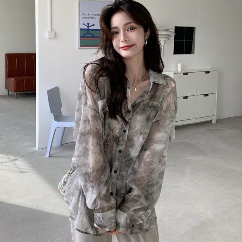 Tie Dye Shirts Women Loose Sun - Vintage Fashion Style Female ulasan dan harga