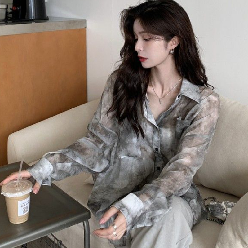 Tie Dye Shirts Women Loose Sun - Vintage Fashion Style Female ulasan dan harga