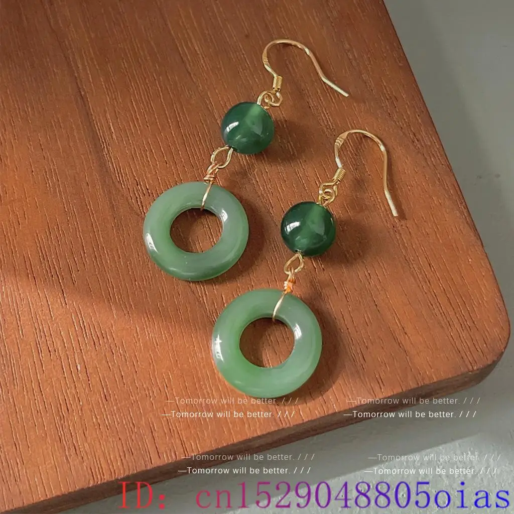 Green Real Jade Ring Earrings  - Vintage Fashion Guild ulasan dan harga