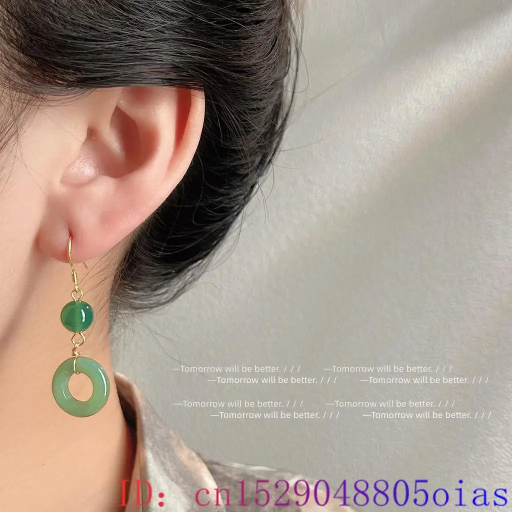 Green Real Jade Ring Earrings  - Vintage Fashion Guild ulasan dan harga
