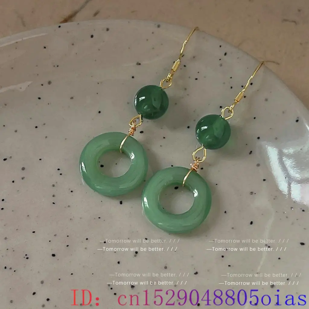 Green Real Jade Ring Earrings  - Vintage Fashion Guild ulasan dan harga