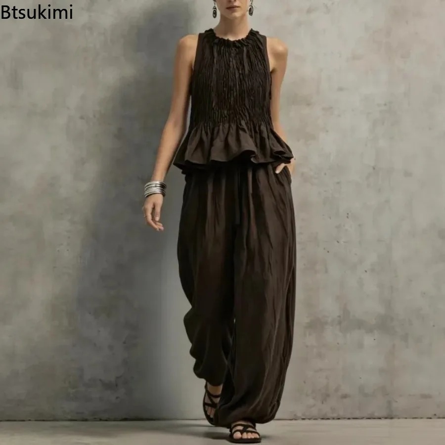 Simple Ruffle Hem Sleeveless T - Retro Track Pant ulasan dan harga