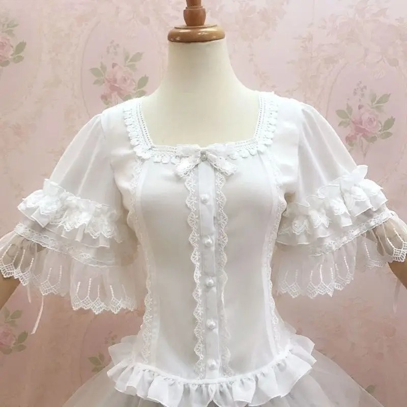 Vintage Y2K Lolita Style Blous - Vintage Fashion Style Female ulasan dan harga
