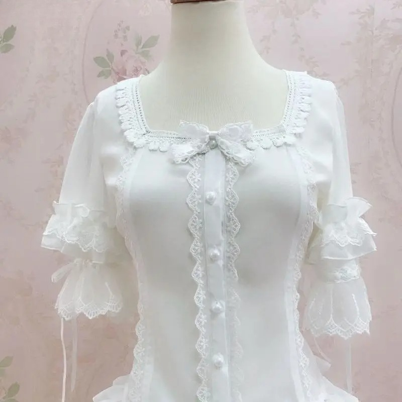 Vintage Y2K Lolita Style Blous - Vintage Fashion Style Female ulasan dan harga
