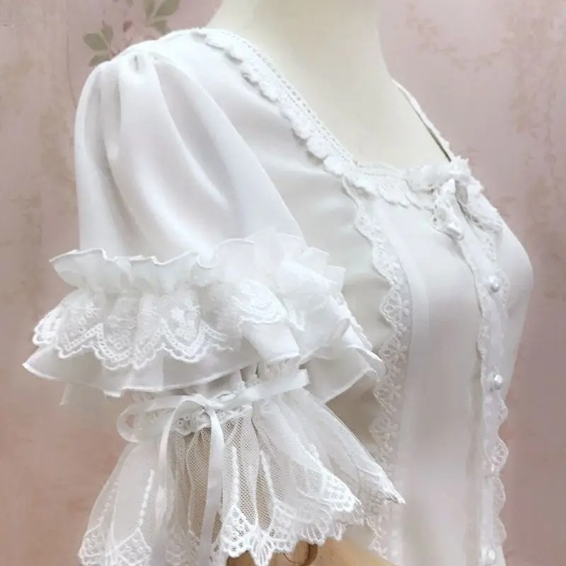 Vintage Y2K Lolita Style Blous - Vintage Fashion Style Female ulasan dan harga