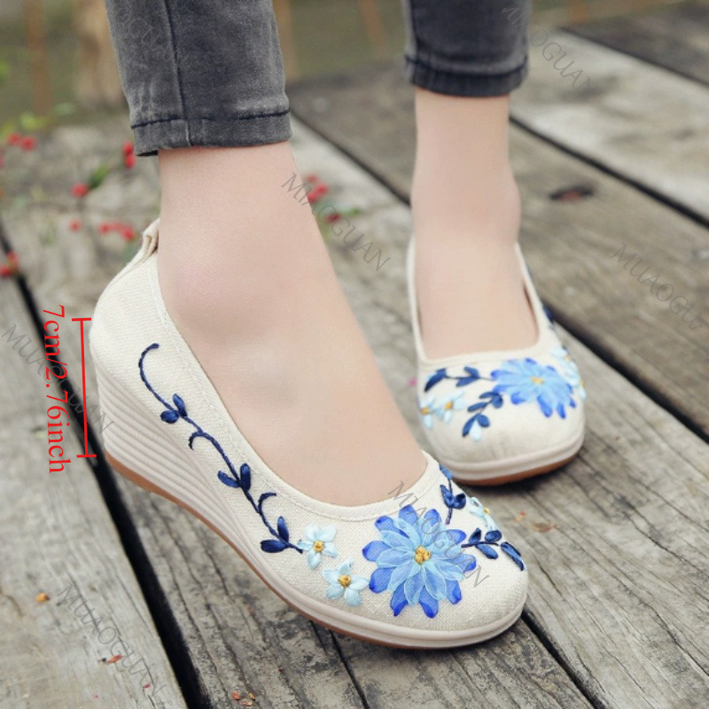 Embroidered Women Comfort Wedg - Vintage Fashion Ladies ulasan dan harga