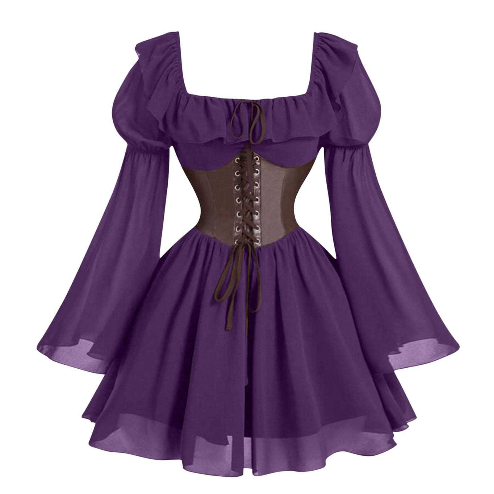 Renaissance Medieval Long Slee - Vintage Fashion Women Dresses ulasan dan harga