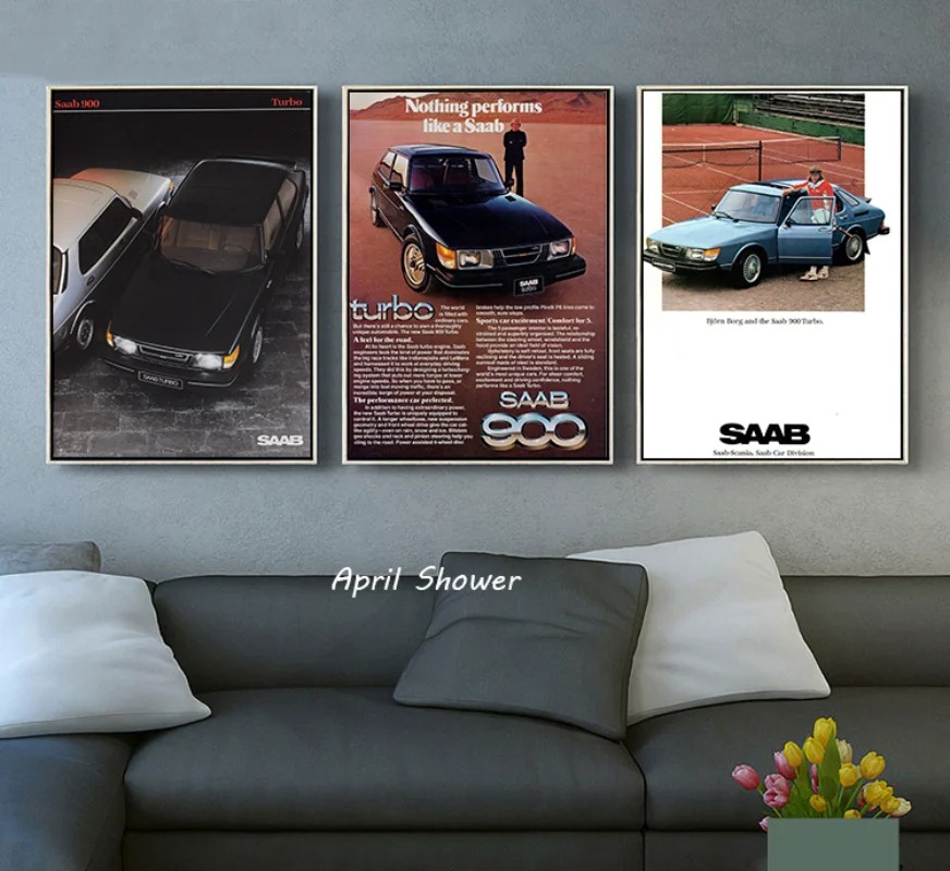 Classic Vintage Saab 900 Turbo - Vintage Fashion Prints For Wall ulasan dan harga