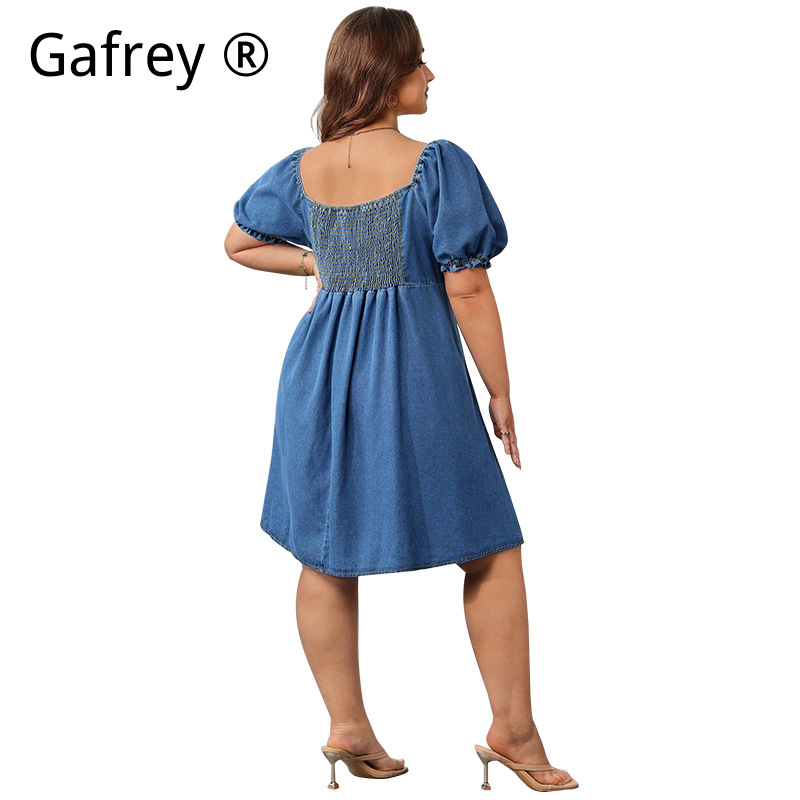 Women Summer Elastic Waist Den - Vintage Fashion Women Dresses ulasan dan harga