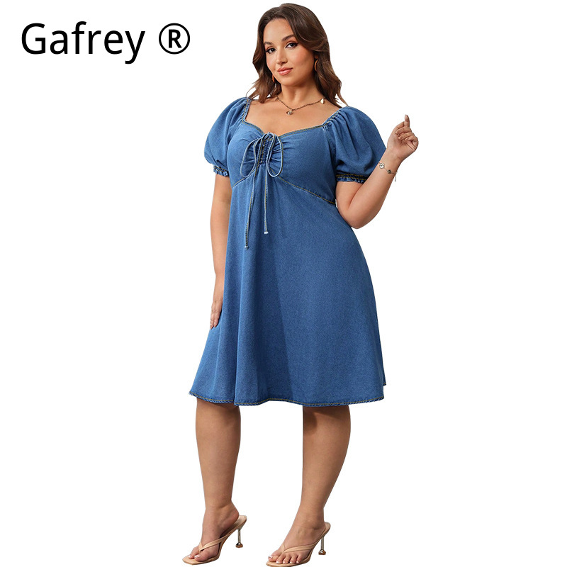Women Summer Elastic Waist Den - Vintage Fashion Women Dresses ulasan dan harga