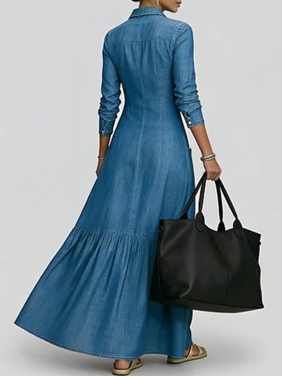 New Fashion Long Sleeve Turn-d - Vintage Fashion Women Dresses ulasan dan harga