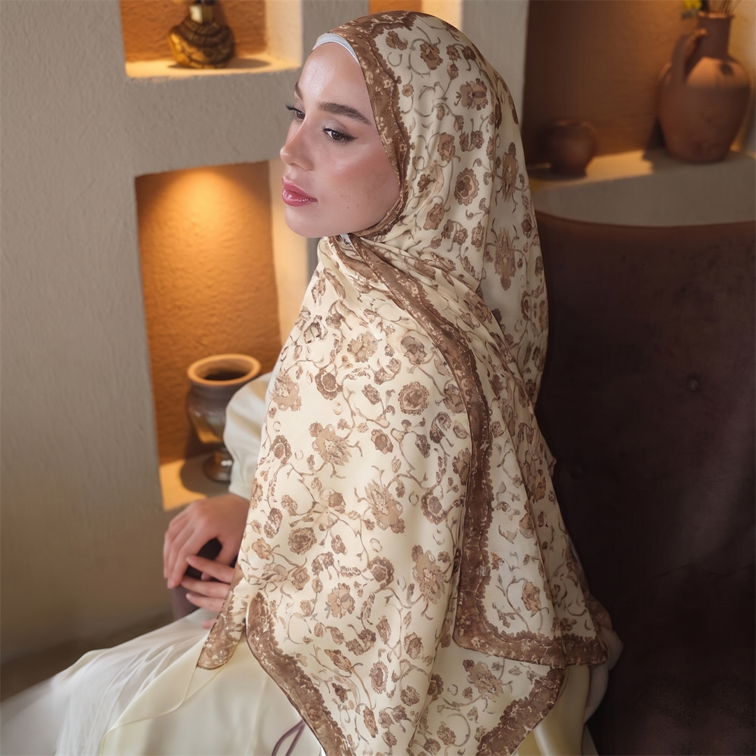 Vintage Floral Print Hijab Sof - Vintage Women Fashion ulasan dan harga